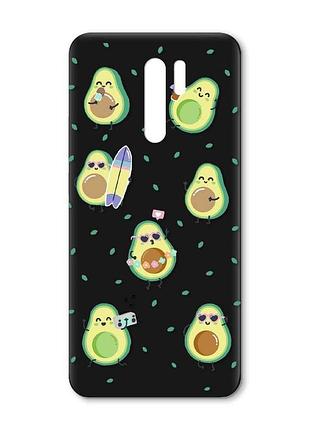 Матовый черный чехол на xiaomi redmi 9 :: авокадо на отдыхе (принт 302)