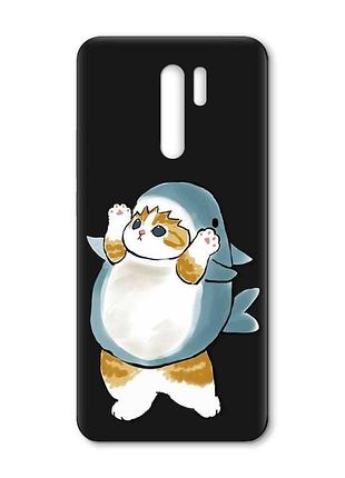 Матовый черный чехол на xiaomi redmi 9 :: котенок акула (принт 379)