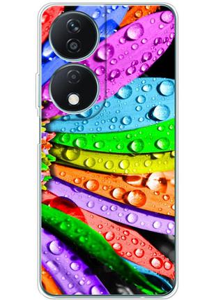 Чехол силиконовый с картинкой на huawei honor x7b (цветные листья)