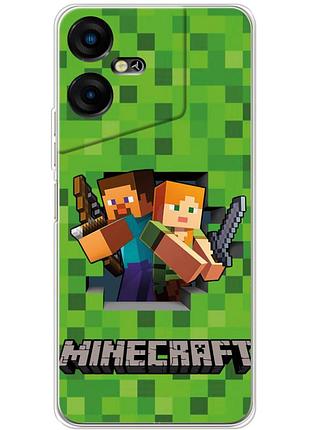 Чехол силиконовый с картинкой на tecno pova neo 3 (майнкрафт, minecraft)
