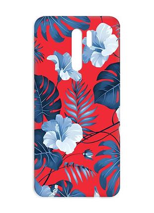 Матовый красный чехол на xiaomi redmi 9 :: тропики (принт 373)