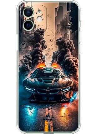 Чехол силиконовый с картинкой на iphone 12 (машина bmw i8)