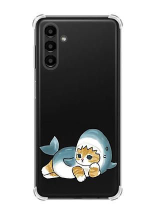 Чохол із потовщеними кутами на samsung galaxy a04s/a13 5g :: котик акула (принт 355)