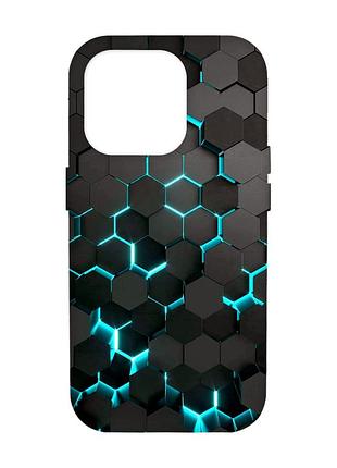 Матовый чехол с красными боками на apple iphone 14 pro max :: соты 3d (принт 357)