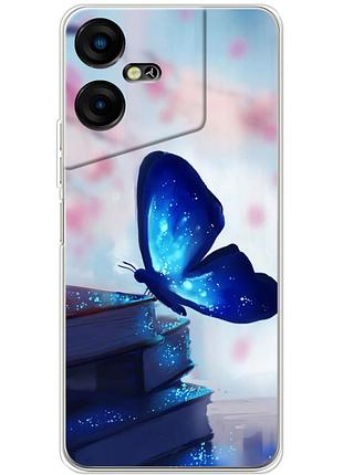 Чехол силиконовый с картинкой на tecno pova neo 3 (бабочка)