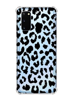 Чехол с утолщёнными углами для samsung galaxy s20 plus :: леопардовый принт (принт 374)
