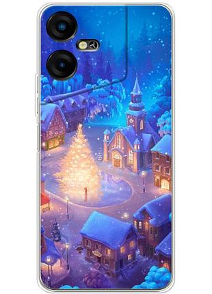 Чехол силиконовый с картинкой на tecno pova neo 3 (новогодний)