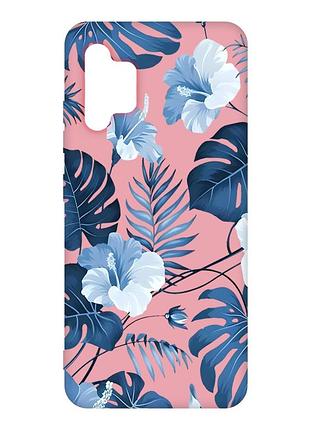 Матовый розовый чехол на samsung galaxy a32 :: тропики (принт 373)