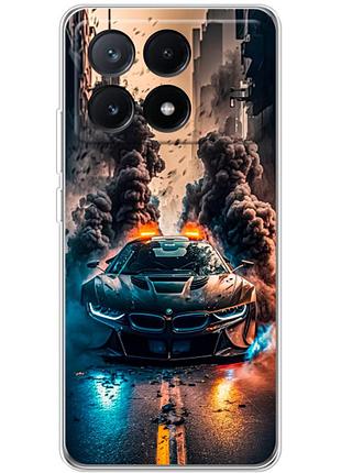 Чехол силиконовый с картинкой на xiaomi poco x6 pro 5g (машина bmw i8)