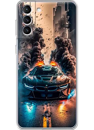 Чехол силиконовый с картинкой на samsung galaxy s21 fe (g990) (машина bmw i8)