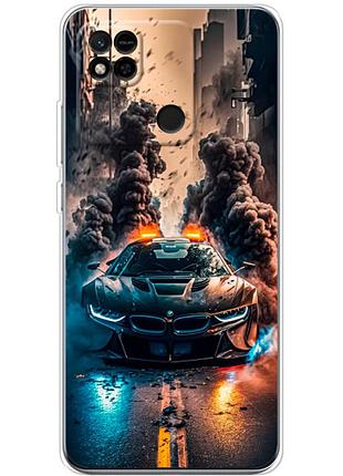 Чохол силіконовий з картинкою на xiaomi redmi 10a (машина bmw i8)