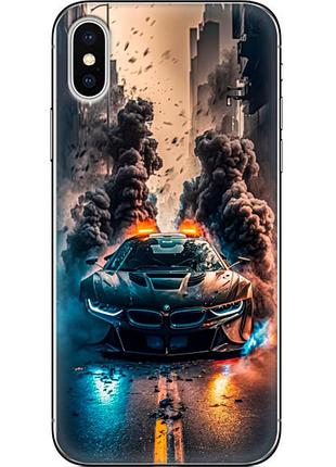Чехол силиконовый с картинкой на iphone xs (машина bmw i8)