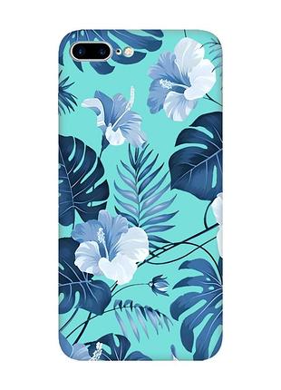 Матовый бирюзовый чехол на apple iphone 7 plus / iphone 8 plus :: тропики (принт 373)