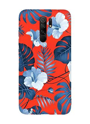 Матовый красный чехол на xiaomi redmi note 8 pro :: тропики (принт 373)