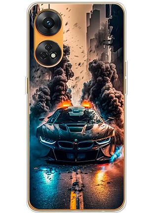Чехол силиконовый с картинкой на oppo reno 8t 4g (машина bmw i8)