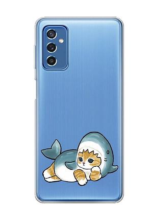 Прозорий чохол на samsung galaxy m52 :: котик акула (принт 355)