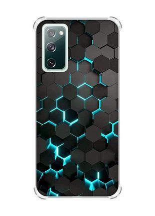 Чехол с утолщенными углами на samsung galaxy s20 fe :: соты 3d (принт 357)