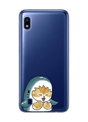 Прозрачный чехол на samsung galaxy a10 (2019) a105 :: котёнок акула (принт 376)