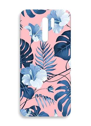 Матовый розовый чехол на xiaomi redmi 9 :: тропики (принт 373)