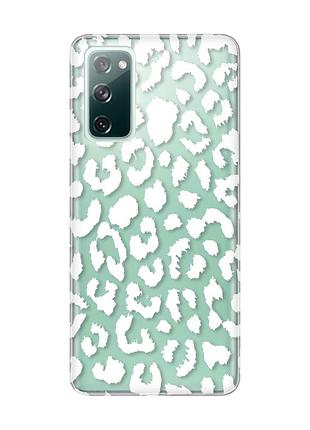 Прозорий чохол на samsung galaxy s20 fe :: леопардовий принт білий (принт 375)