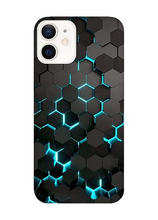 Матовый чехол с черными боками на apple iphone 12 / 12 pro (6.1) :: соты 3d (принт 357)