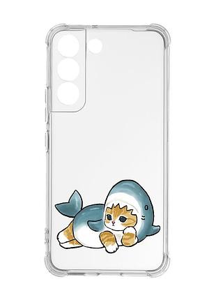 Чохол із потовщеними кутами на samsung galaxy s22 :: котик акула (принт 355)