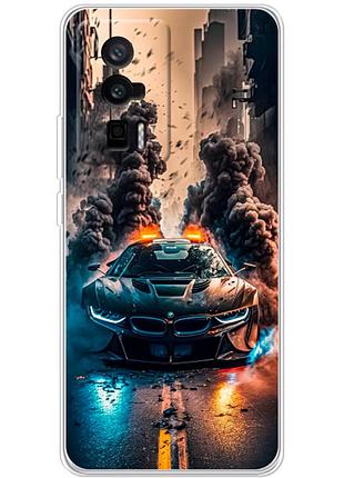 Чехол силиконовый с картинкой на xiaomi poco f5 pro (машина bmw i8)