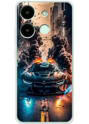 Чехол силиконовый с картинкой на infinix smart 7 (машина bmw i8)