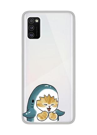 Прозрачный чехол на samsung galaxy a41 :: котёнок акула (принт 376)