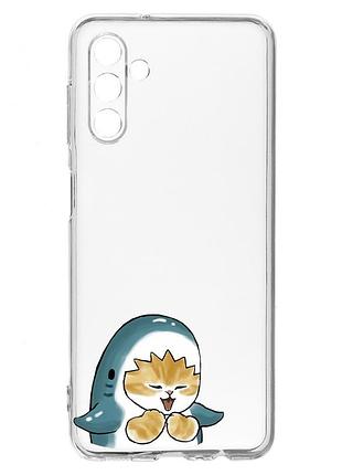 Прозрачный чехол на samsung a04s/a13 5g :: котёнок акула (принт 376)
