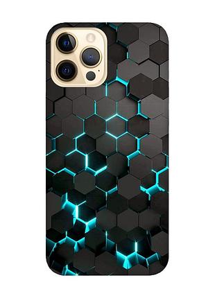 Матовый чехол с черными боками на apple iphone 12 pro max :: соты 3d (принт 357)