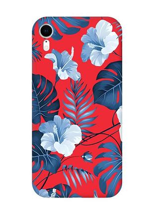 Матовый красный чехол на apple iphone xr :: тропики (принт 373)