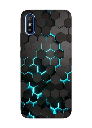 Чехол на xiaomi redmi 9a :: соты 3d (принт 357)
