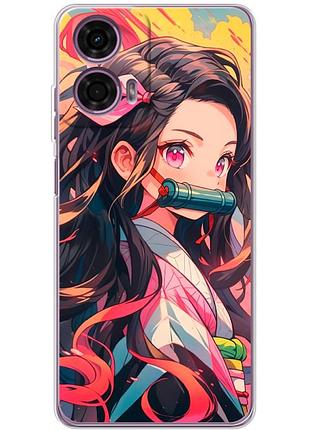Чехол силиконовый с картинкой на motorola g24 (аниме, anime)
