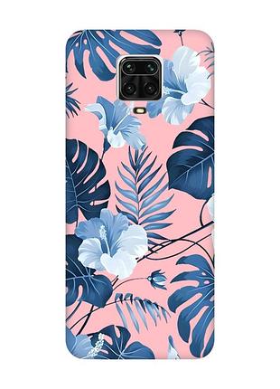 Матовый розовый чехол на xiaomi redmi note 9 pro / 9s / 9 pro max :: тропики (принт 373)