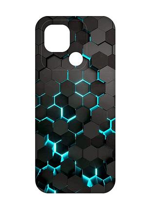 Матовый чехол с красными боками на xiaomi redmi 10c :: соты 3d (принт 357)