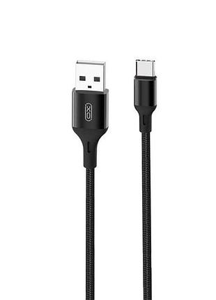 Дата-кабель usb xo nb143 2м type-c плетень black