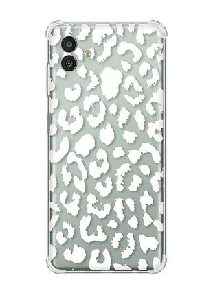 Чехол с утолщёнными углами на samsung galaxy m13 5g :: леопардовый принт белый (принт 375)