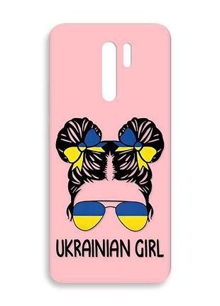 Матовый розовый чехол на xiaomi redmi 9 :: украинская девушка (принт 113)