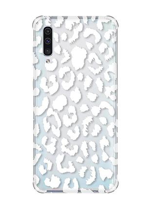 Чохол з потовщеними кутами на samsung galaxy a50 (2019) a505 :: леопардовий принт білий (принт 375)