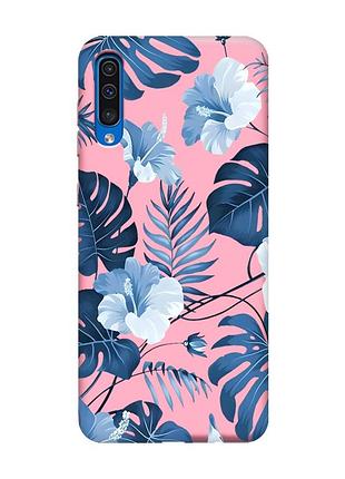 Матовый розовый чехол на samsung galaxy a50 (2019) a505/a30s :: тропики (принт 373)