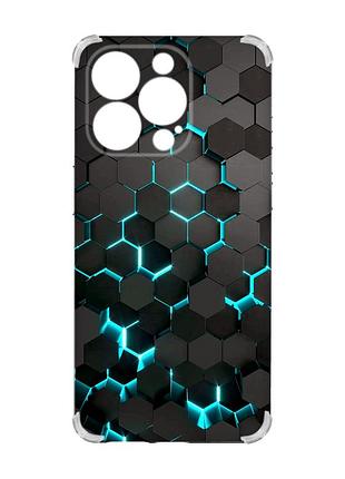 Чехол с утолщенными углами на iphone 15 pro :: соты 3d (принт 357)