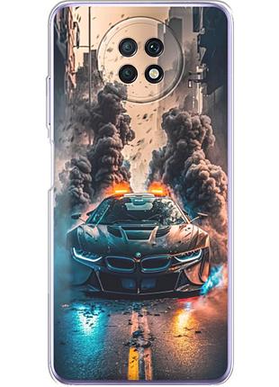 Чехол силиконовый с картинкой на xiaomi redmi note 9t (машина bmw i8)