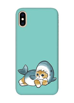 Матовий бірюзовий чохол на iphone xs max :: котик акула (принт 355)
