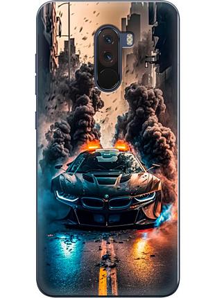 Чехол силиконовый с картинкой на xiaomi pocophone f1 (машина bmw i8)