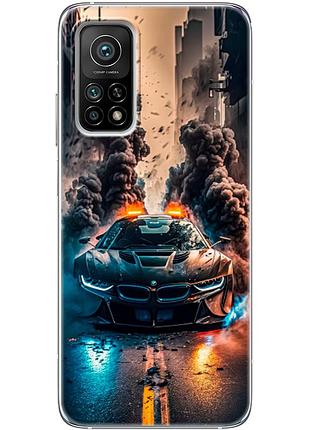 Чехол силиконовый с картинкой на xiaomi mi 10t pro (машина bmw i8)