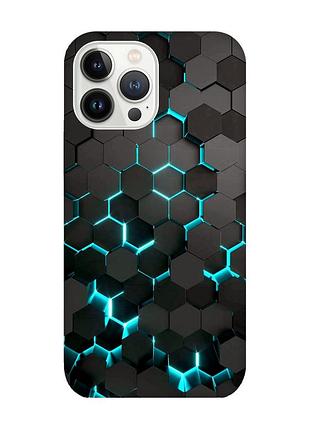 Чехол с защитой камеры на iphone 14 pro max :: соты 3d (принт 357)