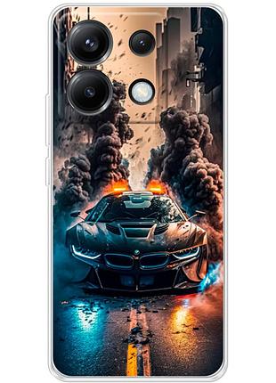 Чехол силиконовый с картинкой на xiaomi poco x6 5g (машина bmw i8)