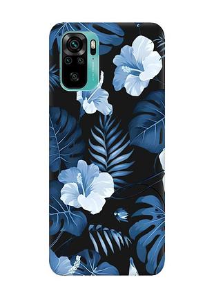 Матовый черный чехол на xiaomi redmi note 10 / note 10s :: тропики (принт 373)
