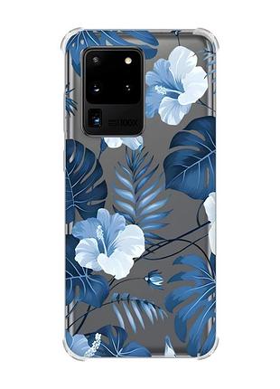 Чехол с утолщёнными углами для samsung galaxy s20 ultra :: тропики (принт 373)